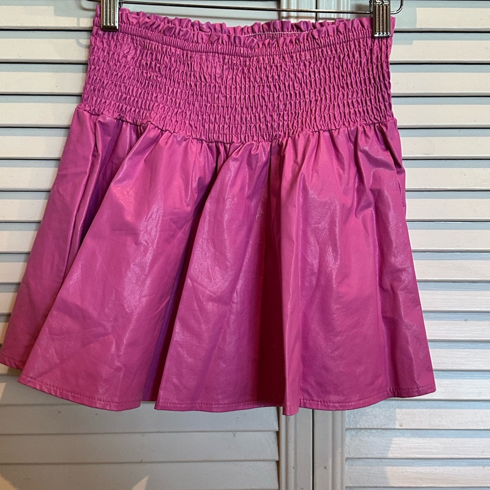 Karlie Fuchsia Pleather Skater Skirt